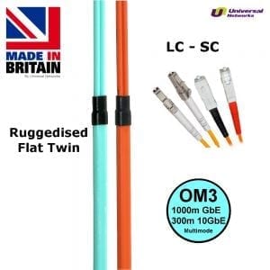 Ruggedised Multi Mode LSZH Fibre Cable OM3, LC-SC-0