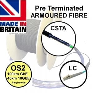 UK Made LC CSTA outdoor fibre optic multicore OS2