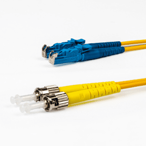 Single Mode Duplex Fibre Patch Cable, E2000-ST OS1, Yellow