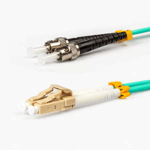 Multi Mode Duplex Fibre Patch Cable, LC-ST, Aqua