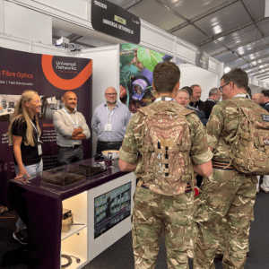 Soldiers talking to stand staff